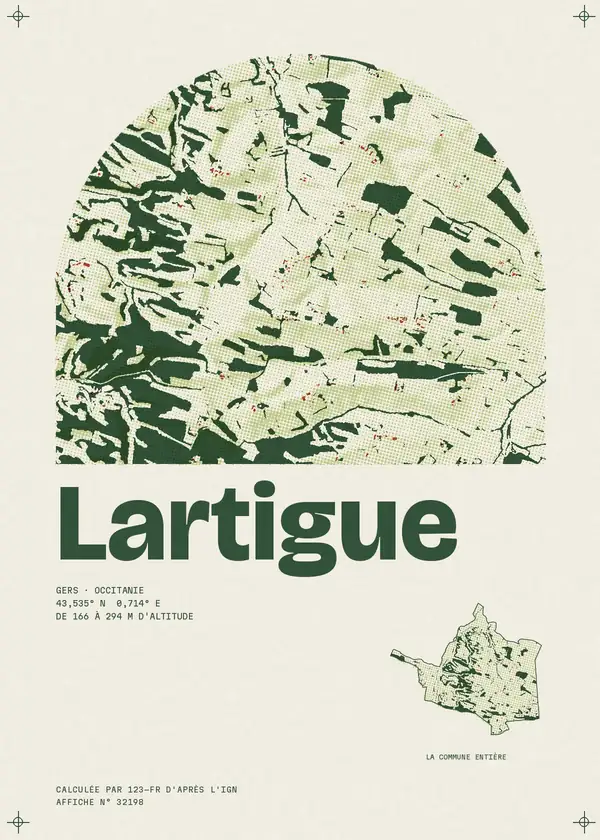 Affiche de Lartigue, calculée par 123-fr d'après l'IGN