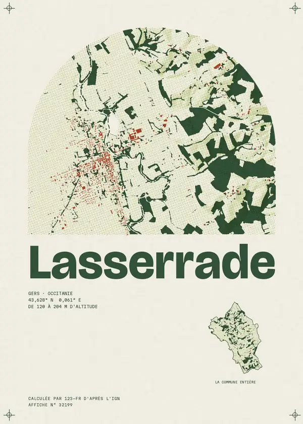 Affiche de Lasserrade, calculée par 123-fr d'après l'IGN