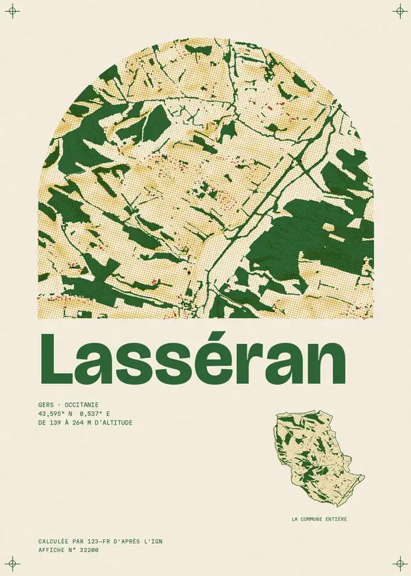 Affiche de Lasséran, calculée par 123-fr d'après l'IGN