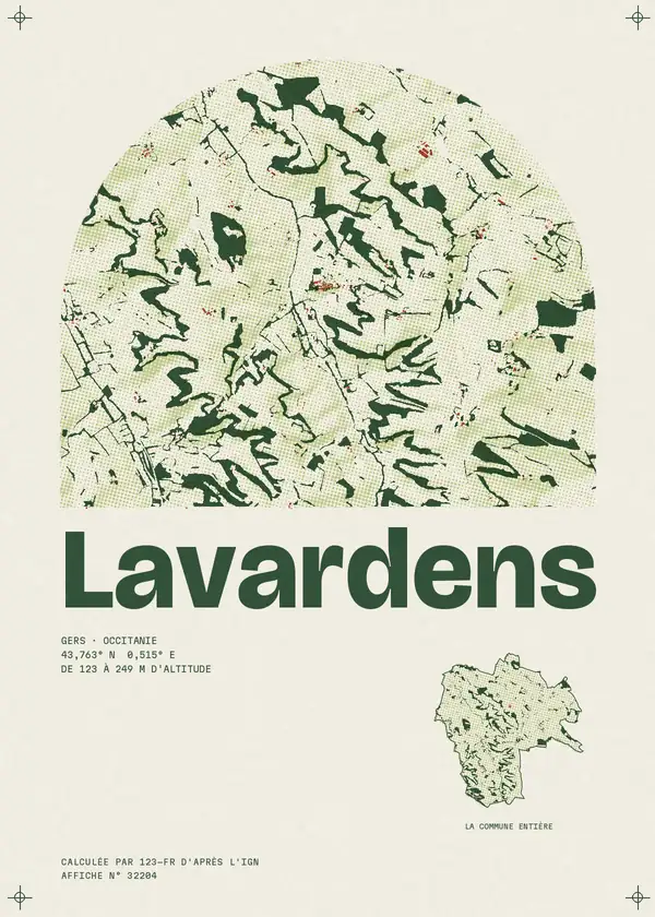 Affiche de Lavardens, calculée par 123-fr d'après l'IGN
