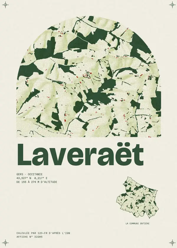 Affiche de Laveraët, calculée par 123-fr d'après l'IGN