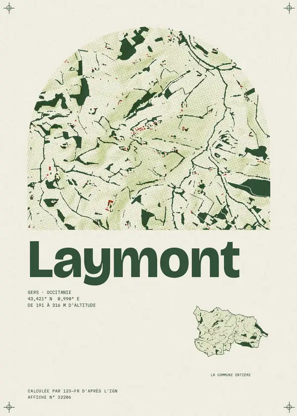 Affiche de Laymont, calculée par 123-fr d'après l'IGN