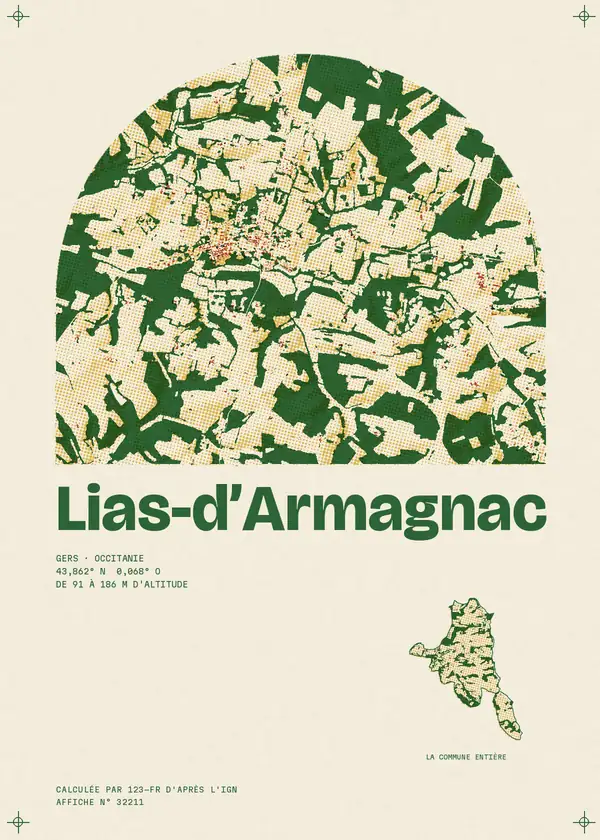 Affiche de Lias-d'Armagnac, calculée par 123-fr d'après l'IGN