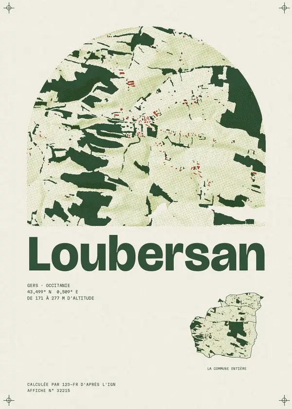 Affiche de Loubersan, calculée par 123-fr d'après l'IGN