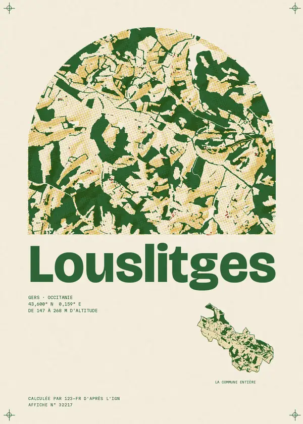 Affiche de Louslitges, calculée par 123-fr d'après l'IGN