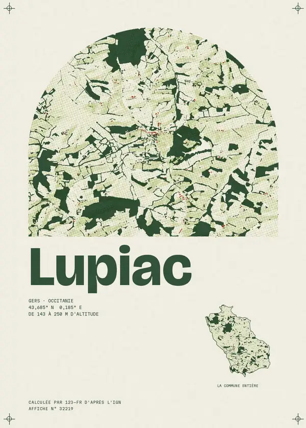 Affiche de Lupiac, calculée par 123-fr d'après l'IGN