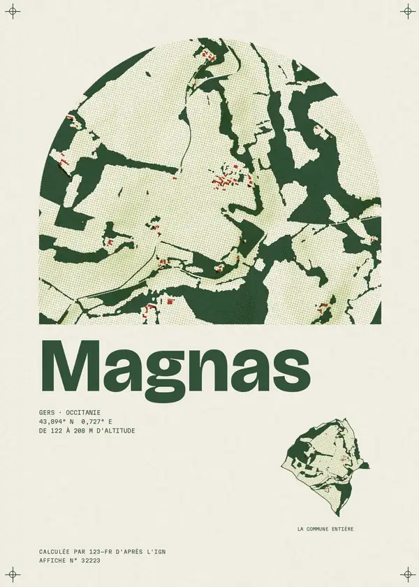 Affiche de Magnas, calculée par 123-fr d'après l'IGN