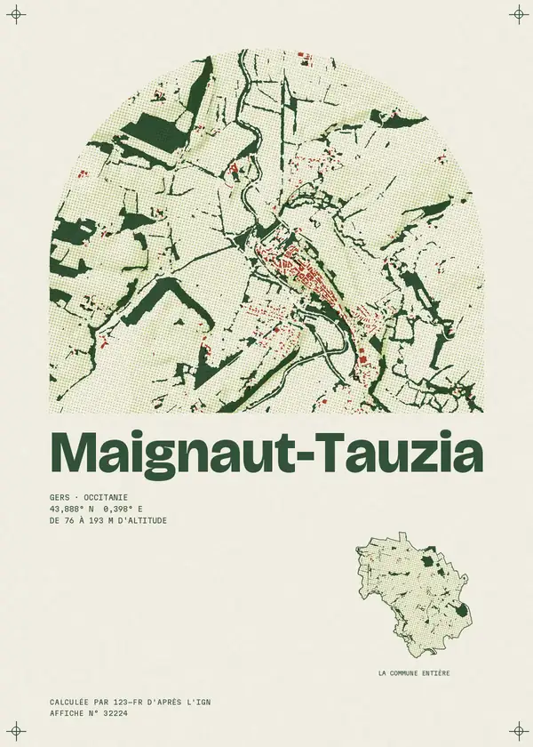 Affiche de Maignaut-Tauzia, calculée par 123-fr d'après l'IGN