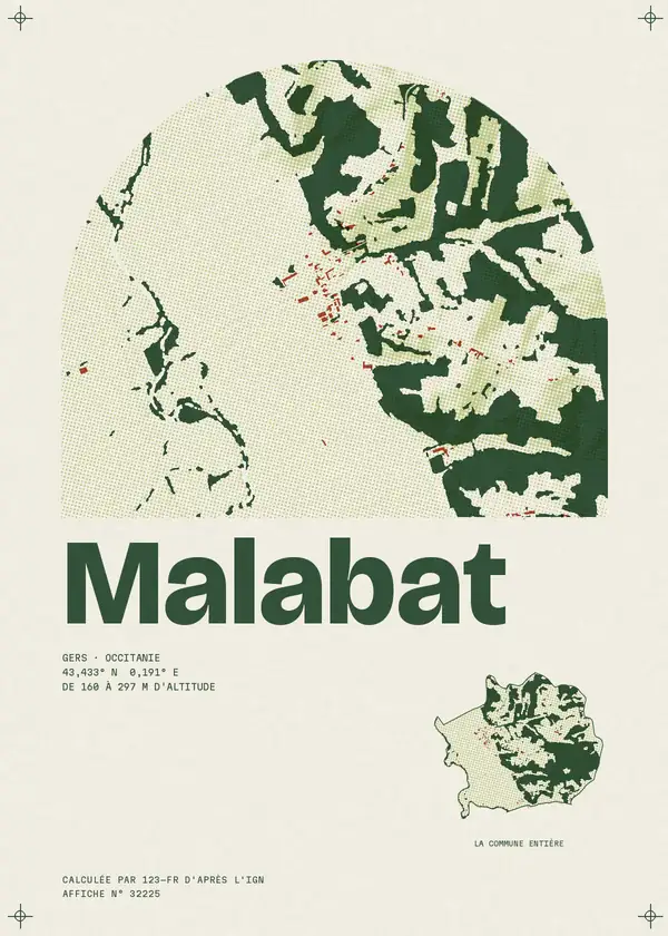 Affiche de Malabat, calculée par 123-fr d'après l'IGN
