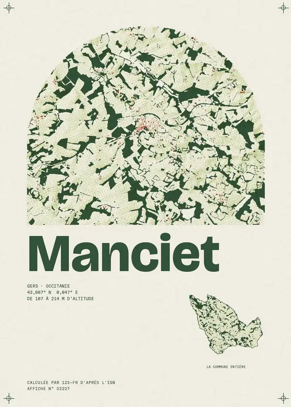 Affiche de Manciet, calculée par 123-fr d'après l'IGN