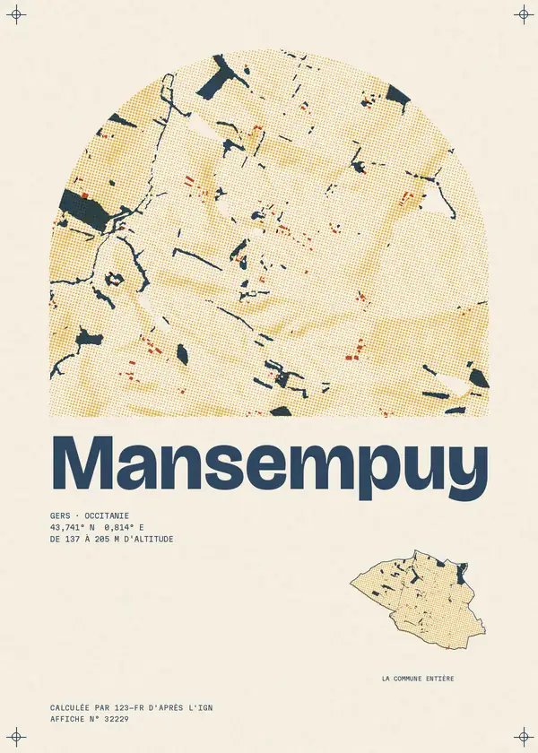 Affiche de Mansempuy, calculée par 123-fr d'après l'IGN