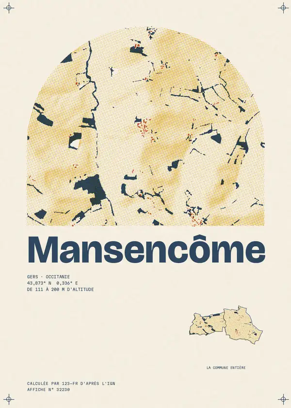 Affiche de Mansencôme, calculée par 123-fr d'après l'IGN