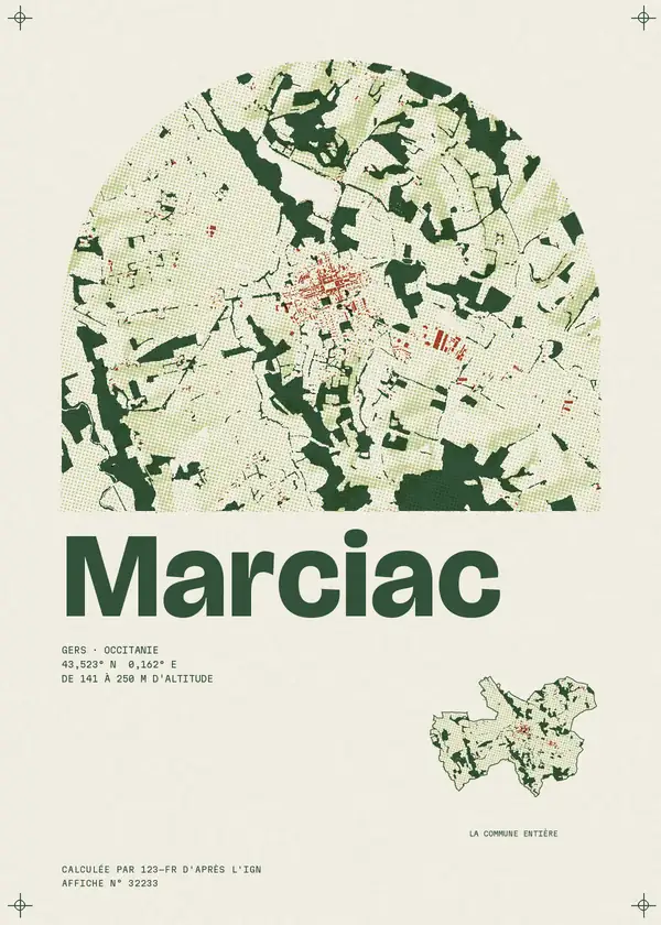 Affiche de Marciac, calculée par 123-fr d'après l'IGN
