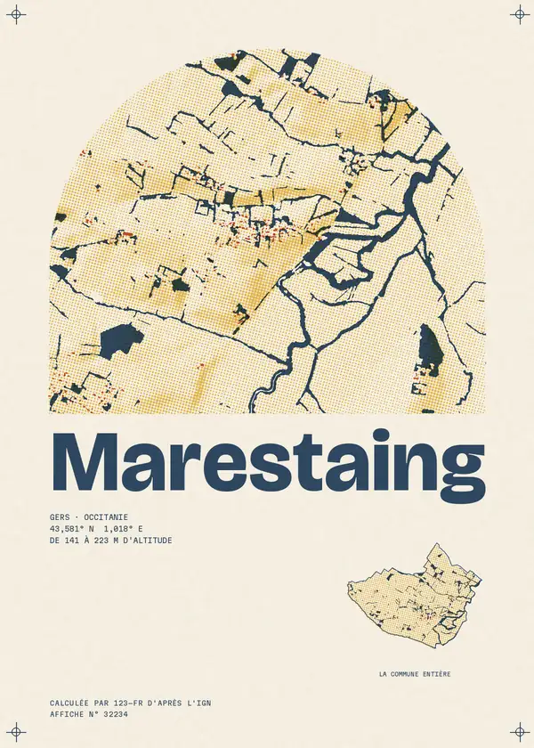 Affiche de Marestaing, calculée par 123-fr d'après l'IGN