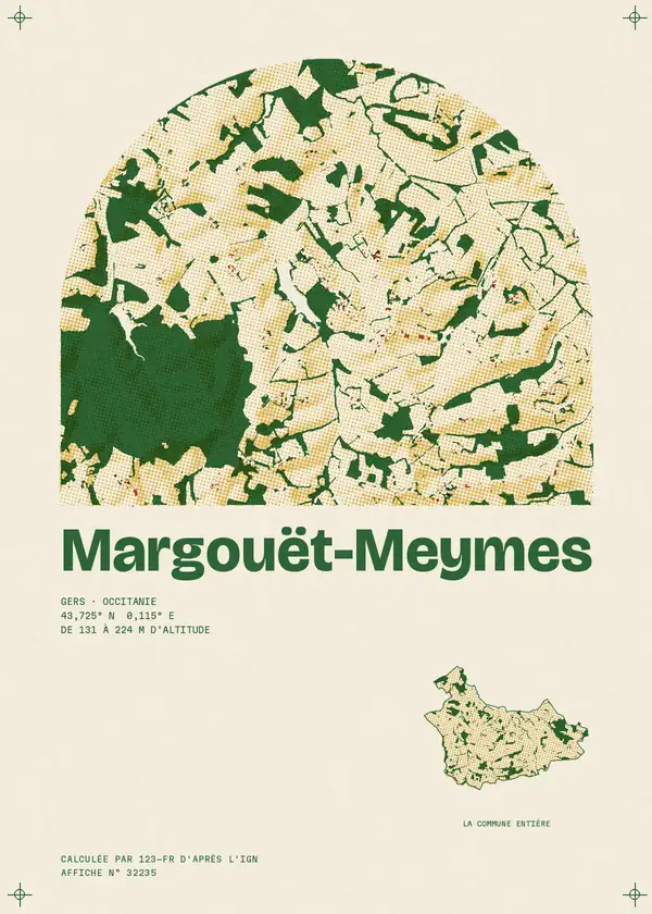 Affiche de Margouët-Meymes, calculée par 123-fr d'après l'IGN