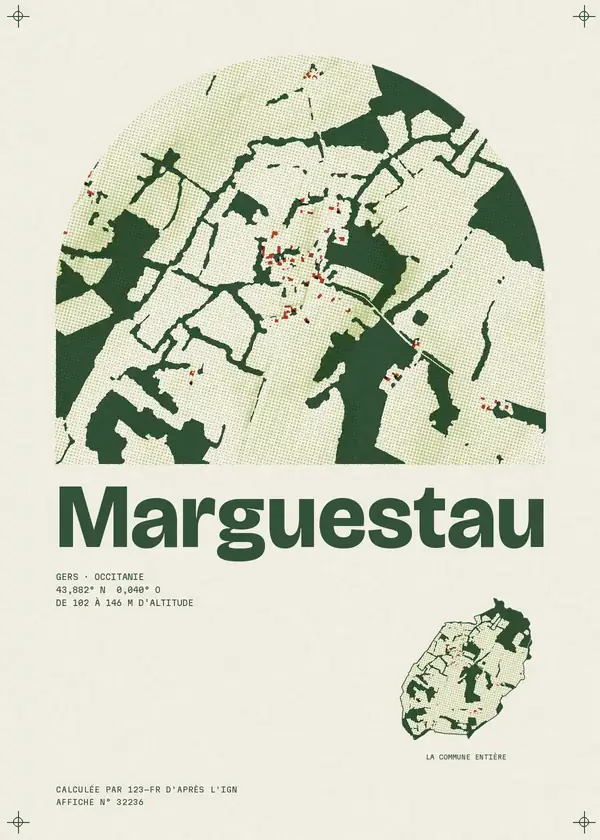 Affiche de Marguestau, calculée par 123-fr d'après l'IGN