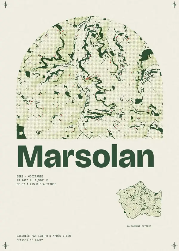 Affiche de Marsolan, calculée par 123-fr d'après l'IGN