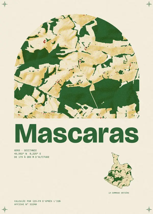 Affiche de Mascaras, calculée par 123-fr d'après l'IGN