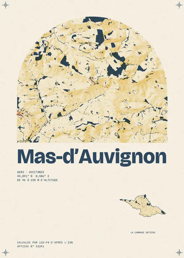 Affiche de Mas-d'Auvignon, calculée par 123-fr d'après l'IGN