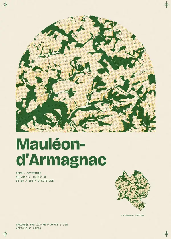 Affiche de Mauléon-d'Armagnac, calculée par 123-fr d'après l'IGN