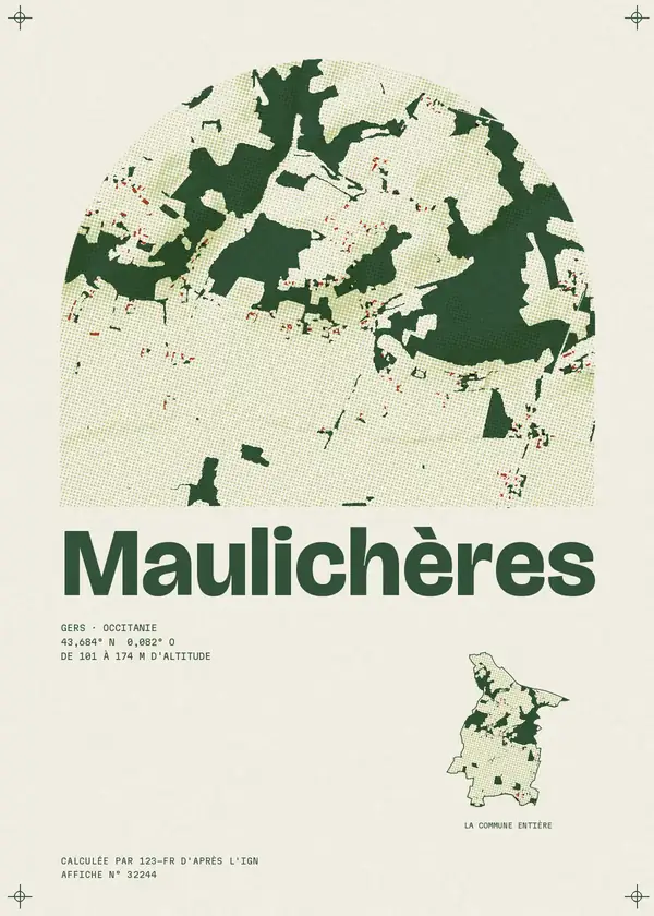 Affiche de Maulichères, calculée par 123-fr d'après l'IGN