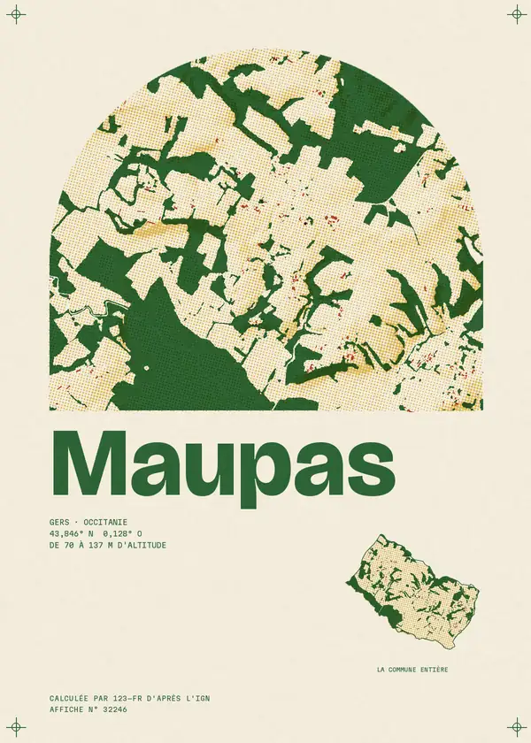 Affiche de Maupas, calculée par 123-fr d'après l'IGN