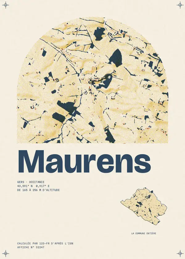 Affiche de Maurens, calculée par 123-fr d'après l'IGN