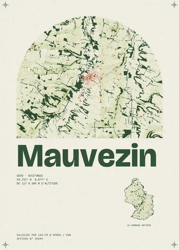 Affiche de Mauvezin, calculée par 123-fr d'après l'IGN