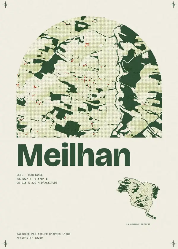 Affiche de Meilhan, calculée par 123-fr d'après l'IGN