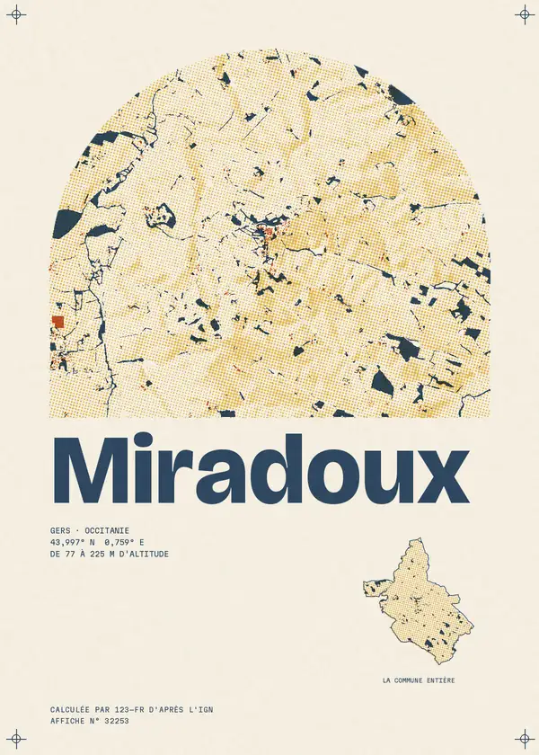 Affiche de Miradoux, calculée par 123-fr d'après l'IGN