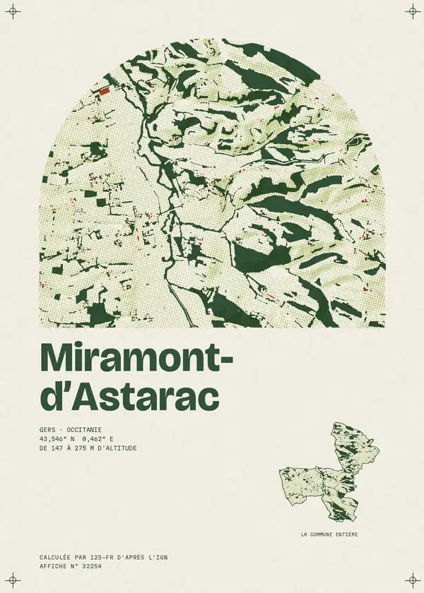 Affiche de Miramont-d'Astarac, calculée par 123-fr d'après l'IGN