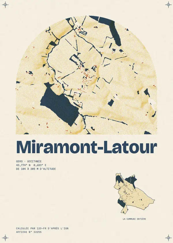 Affiche de Miramont-Latour, calculée par 123-fr d'après l'IGN