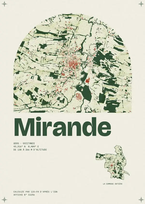 Affiche de Mirande, calculée par 123-fr d'après l'IGN