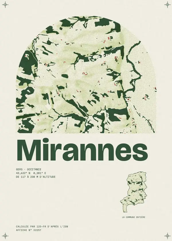 Affiche de Mirannes, calculée par 123-fr d'après l'IGN