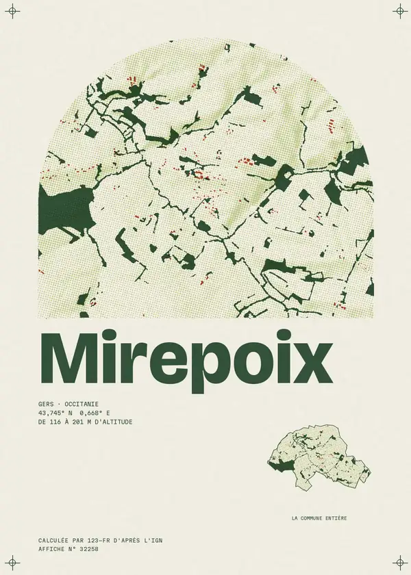 Affiche de Mirepoix, calculée par 123-fr d'après l'IGN