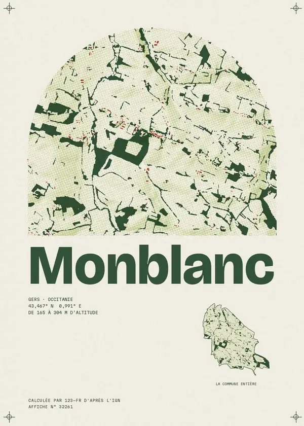Affiche de Monblanc, calculée par 123-fr d'après l'IGN