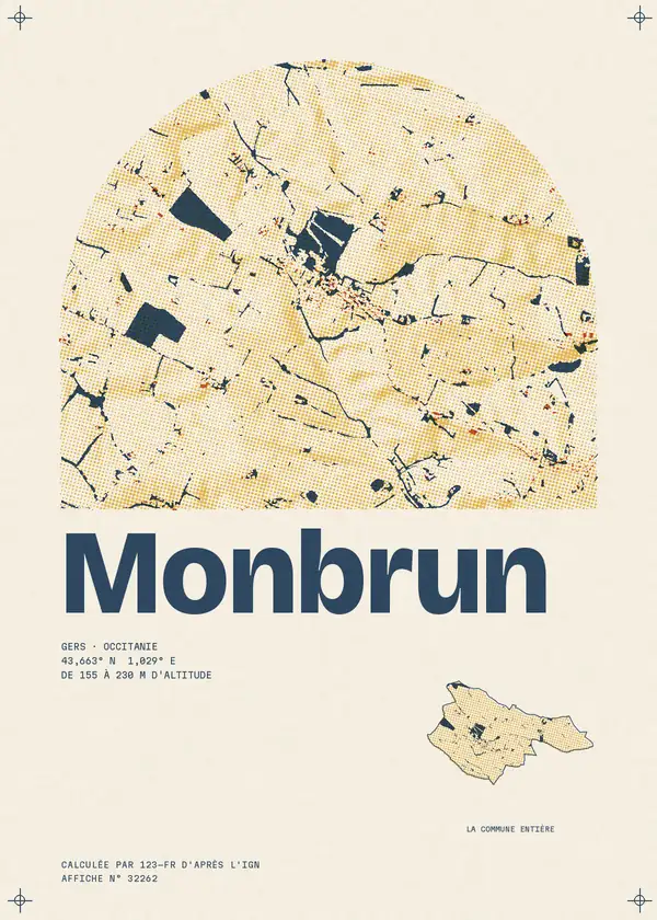 Affiche de Monbrun, calculée par 123-fr d'après l'IGN
