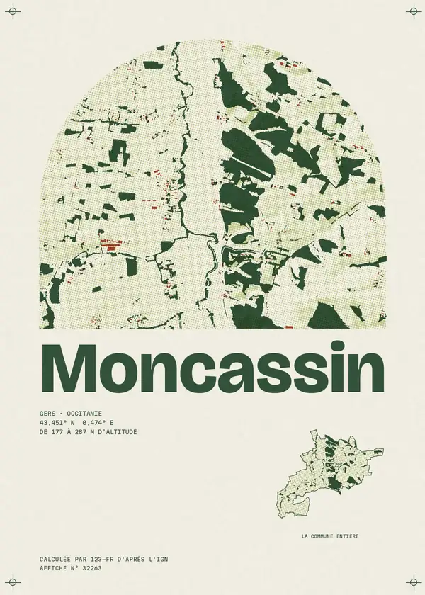 Affiche de Moncassin, calculée par 123-fr d'après l'IGN