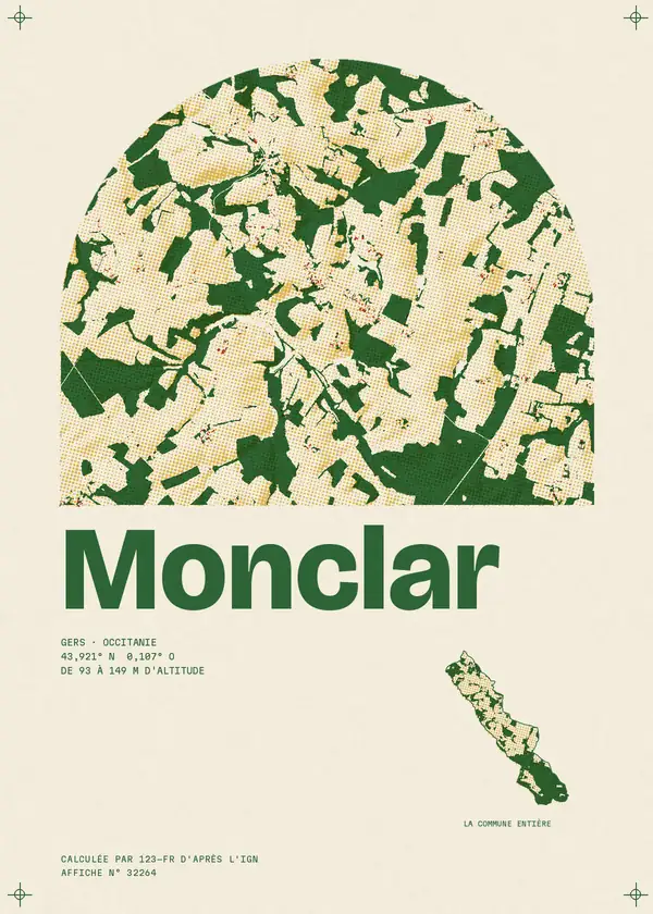 Affiche de Monclar, calculée par 123-fr d'après l'IGN