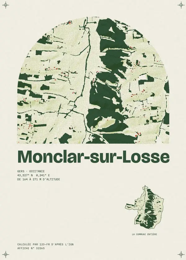 Affiche de Monclar-sur-Losse, calculée par 123-fr d'après l'IGN