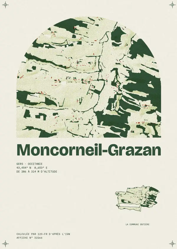 Affiche de Moncorneil-Grazan, calculée par 123-fr d'après l'IGN