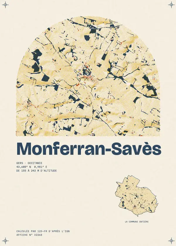 Affiche de Monferran-Savès, calculée par 123-fr d'après l'IGN