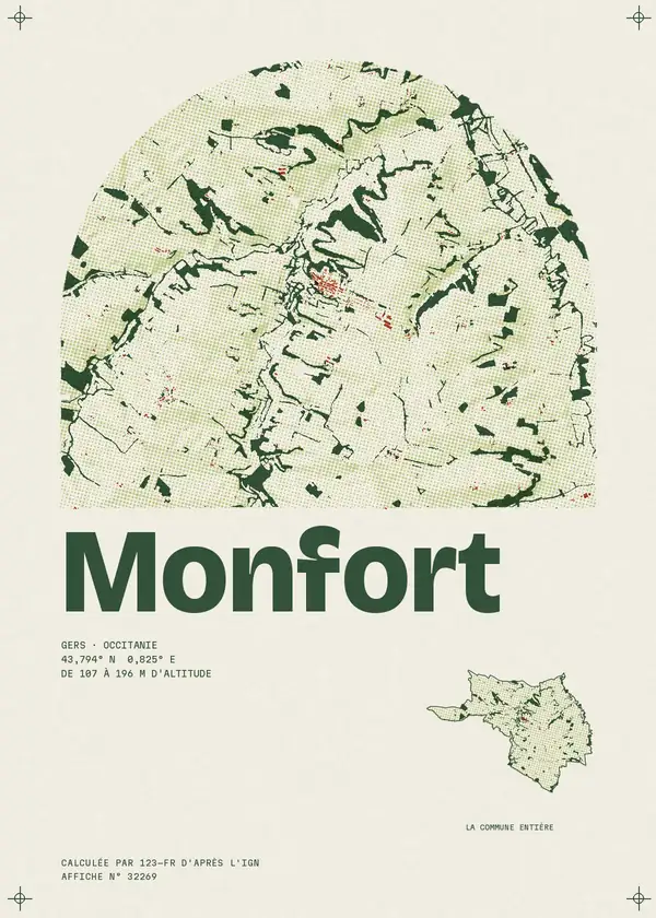 Affiche de Monfort, calculée par 123-fr d'après l'IGN