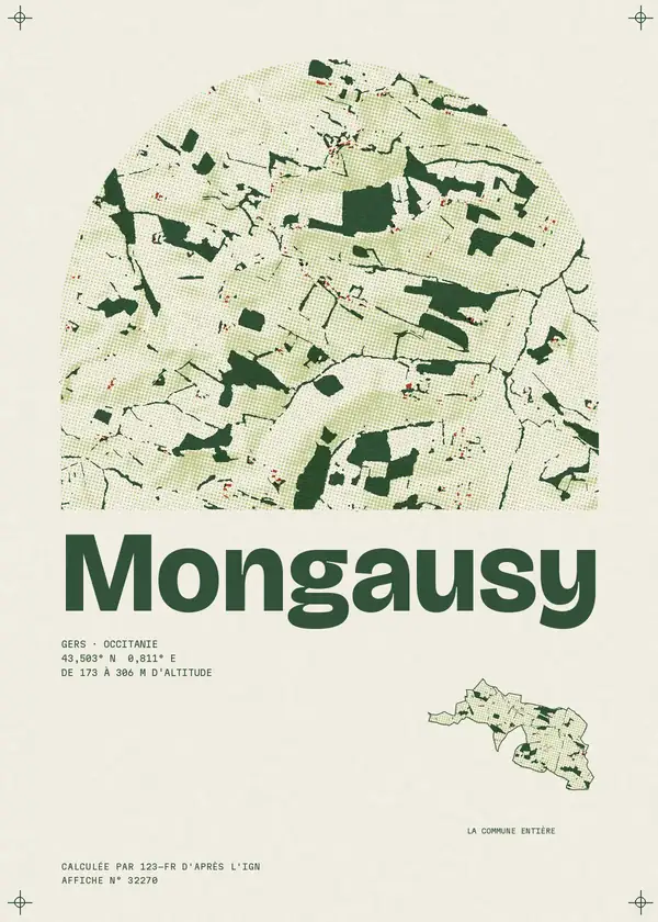 Affiche de Mongausy, calculée par 123-fr d'après l'IGN