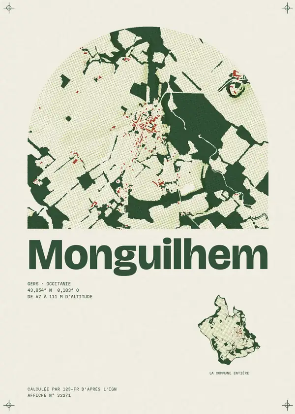 Affiche de Monguilhem, calculée par 123-fr d'après l'IGN