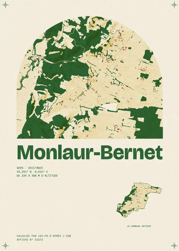 Affiche de Monlaur-Bernet, calculée par 123-fr d'après l'IGN