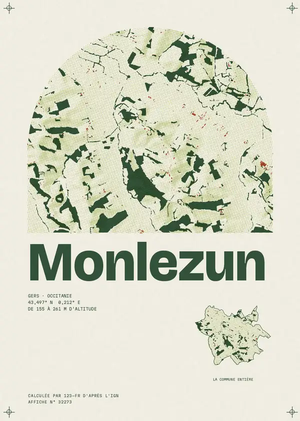 Affiche de Monlezun, calculée par 123-fr d'après l'IGN