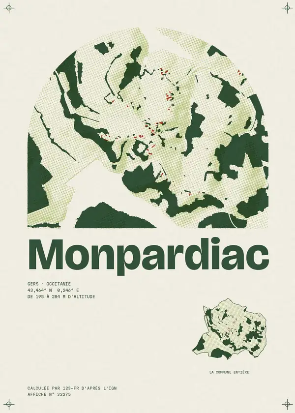 Affiche de Monpardiac, calculée par 123-fr d'après l'IGN