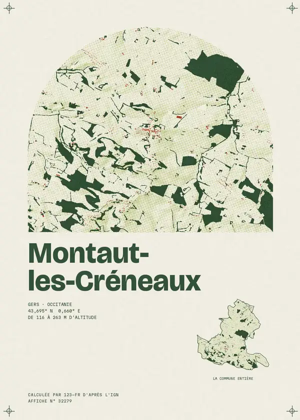 Affiche de Montaut-les-Créneaux, calculée par 123-fr d'après l'IGN