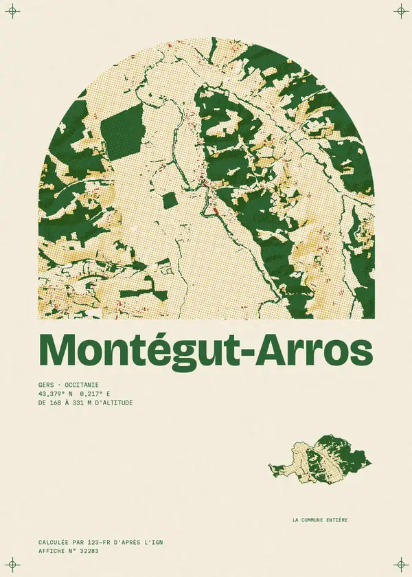 Affiche de Montégut-Arros, calculée par 123-fr d'après l'IGN